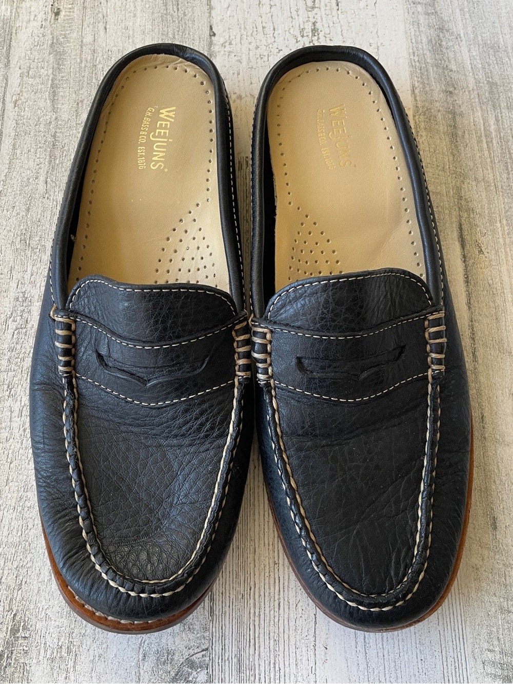 Weejuns Black Leather Penny Loafers Slip On SZ 7 Arch Support EUC